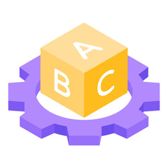 
Alphabetic block with cog wheel, icon of education development icon
