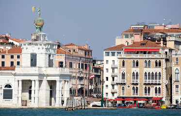 Punta della Dogana along the Giudecca canal and Gran Canal in Venice, Italy
