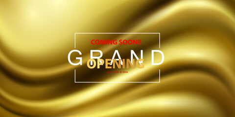 Abstract gradients, fabric gold waves banner template background. Grand opening event design.