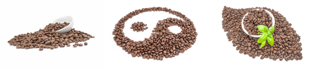 Set of brazilian coffee on a white background