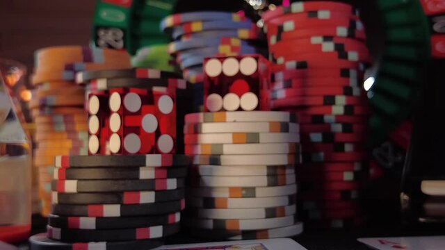 Casino set with Roulette, cards, dice and chips