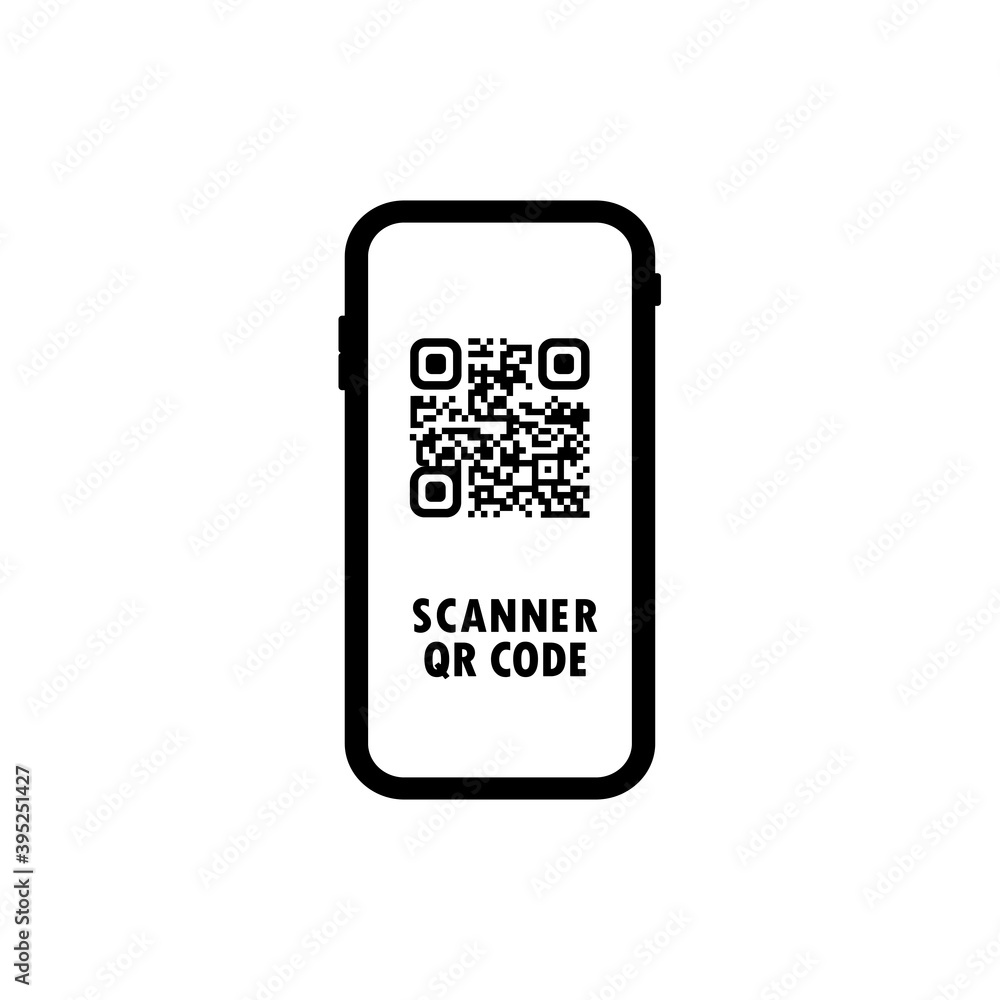 Aufkleber qr scanner. mobile phone scans qr code. for digital payment concept. vector on isolated white backgr
