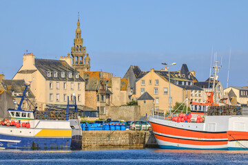 Fototapeta premium Fishing boats in the port of Roscoff, Brittany, France 