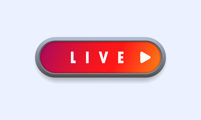 Live button. Live streaming, online webinar, lesson, video tutorial. Vector on isolated white background. EPS 10