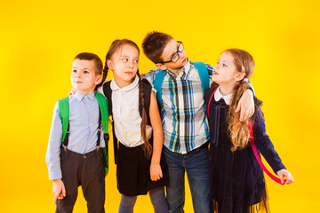 Fototapeta premium The friendly team of pupils is ready to study