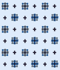 Naklejka premium Japanese Cross Square Vector Seamless Pattern
