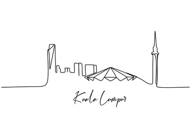 Obraz premium Famous Tower in a City of South East Asia. Continuous one line drawing
