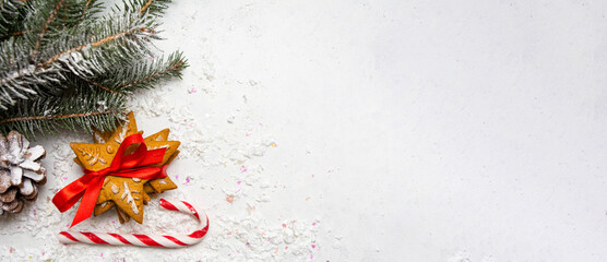Christmas cookies and holiday abstract background