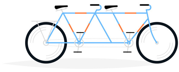 Tandem bicycle for two persons drawing. Vector illustration