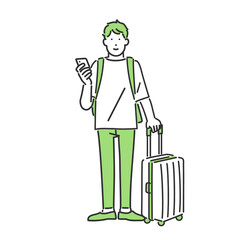 若い男性の一人旅のイラスト素材