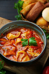 The concept of oriental cuisine. Caucasian kitchen. Bakery products