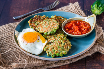 Courgette and green peas fritters