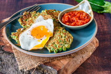 Courgette and green peas fritters