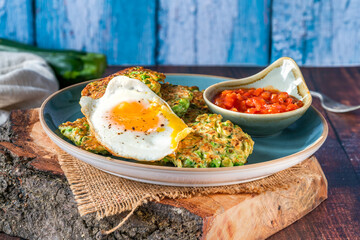 Courgette and green peas fritters