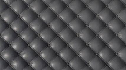 Close-up background of gray vintage Chesterfield leather sofa. 3D-rendering