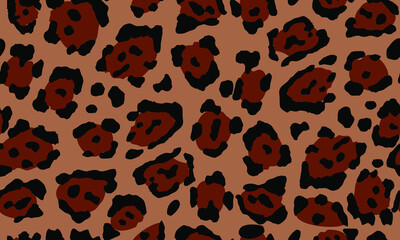 Leopard print. Trendy seamless vector print. The texture of the animals. Jaguar spots on a beige background. Imitation of cheetah skin painted on clothes or fabric, modern textile