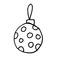 Hand drawn Christmas ornament. Vector illustration isolated on white background. Festive New Year decoration