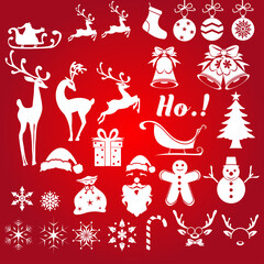 Christmas decorative vector silhouettes bundle.