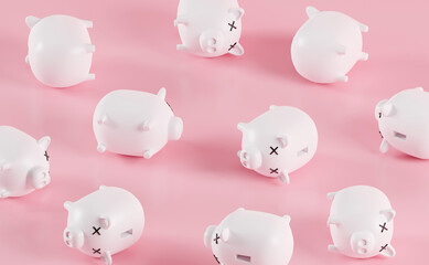 3d render dead piggy bank background.