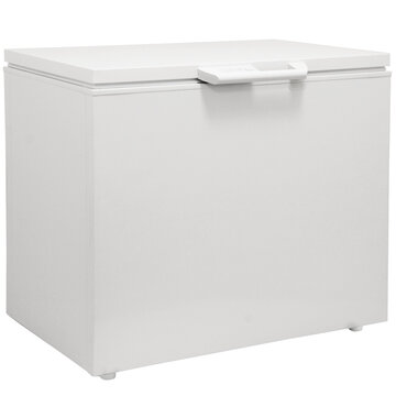 white chest freezer isolated on white background

