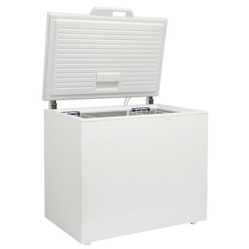 white chest freezer isolated on white background
