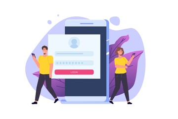 Obraz premium Online registration and sign up, Account authentication concept. Vector UI illustration.
