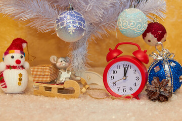 background came the new year,Christmas background with clock for calendar with yellow background
