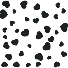 Black hearts on white background. Seamless vector romantic love valentine pattern. Repeat elements. For fabric, textile, design, cover, banner.