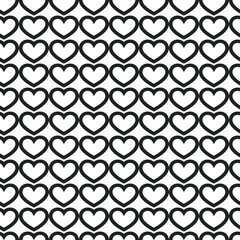 Black hearts on white background. Seamless vector romantic love valentine pattern. Repeat elements. For fabric, textile, design, cover, banner.