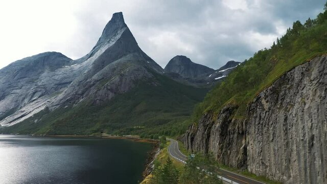 Scenic jagged mountain peak in Norway (Stetinden)