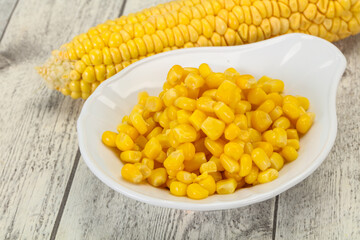 Young corn seeds in the bowl