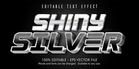 Shiny silver text, shiny silver style editable text effect