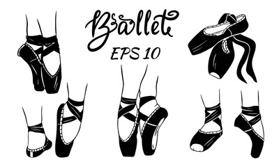 A set of ballet shoes. Womens legs in ballet shoes. © Rina Antipina