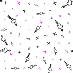 Seamless vector Cupid arrows pattern. Hearts with arrows 10 eps background. Romantic love valentine pattern for design, fabric, textile, web, cover.