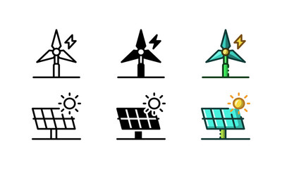 Power plant icon. With outline, glyph, and filled outline styles