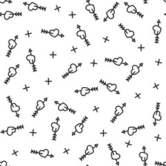 Seamless vector Cupid arrows pattern. Hearts with arrows 10 eps background. Romantic love valentine pattern for design, fabric, textile, web, cover.
