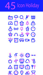 45 Icon Holiday Flat Style for any purposes website mobile app presentation