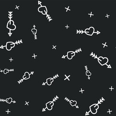 Seamless vector Cupid arrows pattern. Hearts with arrows 10 eps background. Romantic love valentine pattern for design, fabric, textile, web, cover.