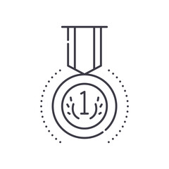 First place medal icon, linear isolated illustration, thin line vector, web design sign, outline concept symbol with editable stroke on white background.