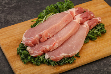 Raw pork steak for cooking