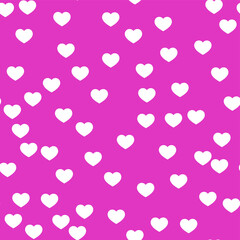White hearts on pink background. Seamless vector romantic love valentine pattern. For fabric, textile, design, cover, banner.