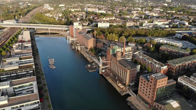 Duisburg city in Germany. Inner Harbour (Innenhafen). Former industrial architecture.