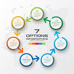 Circle chart infographic template with 7 options,Vector illustration.