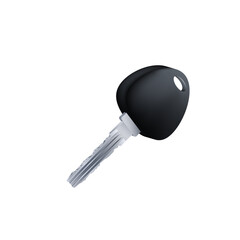 Metallic realistic key with plastic handle. Vector illustration