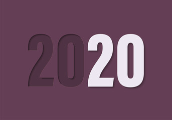 Happy New Year 2020 background. Greeting card 2020 Fonts flyer. Color of date 2020 new year view from above banner. Celebrate brochure icon