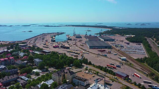 Aerial View of Port of Hanko Western Harbour, Finland on Summers Day