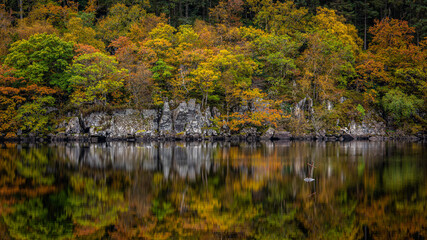 Autumn at the Iron Cross on Loch Ard in the Trossachs National Park, Scotland