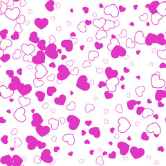 White hearts on pink background. Seamless vector romantic love valentine pattern. For fabric, textile, design, cover, banner.