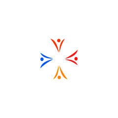 COLORFUL PEOPLE TOGETHER SIGN, SYMBOL ISOLATED ON WHITE BACKGROUND