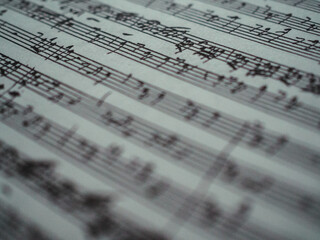 A closeup view of a page showing music notes. Music concept. Music concept